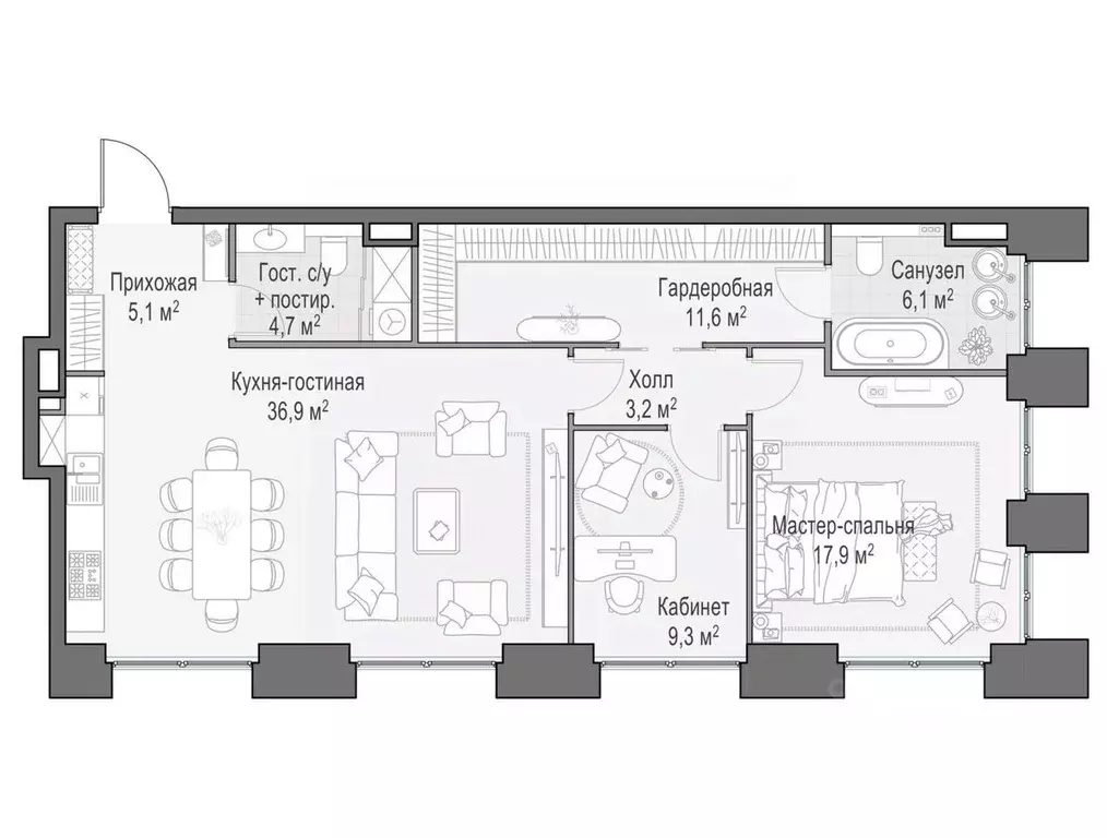 2-к кв. Москва 2-я Черногрязская ул. (95.0 м) - Фото 0