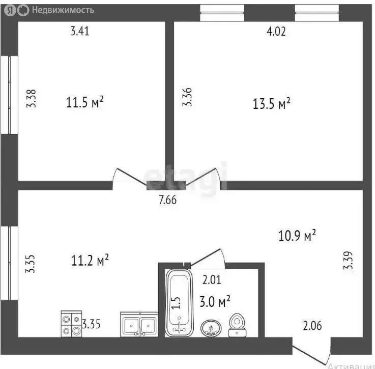 2-комнатная квартира: Ишим, улица Гагарина, 54 (63.6 м) - Фото 0