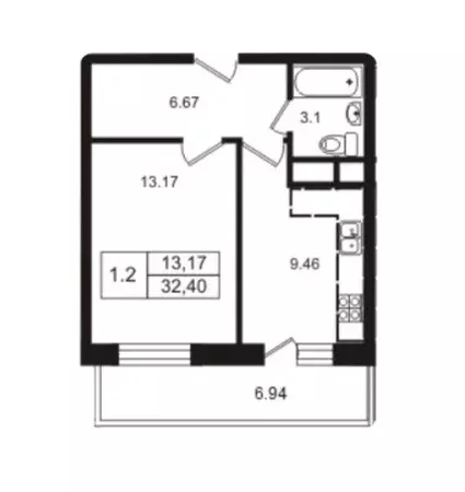 Продаётся 1-к квартира, 32.4 м - Фото 1
