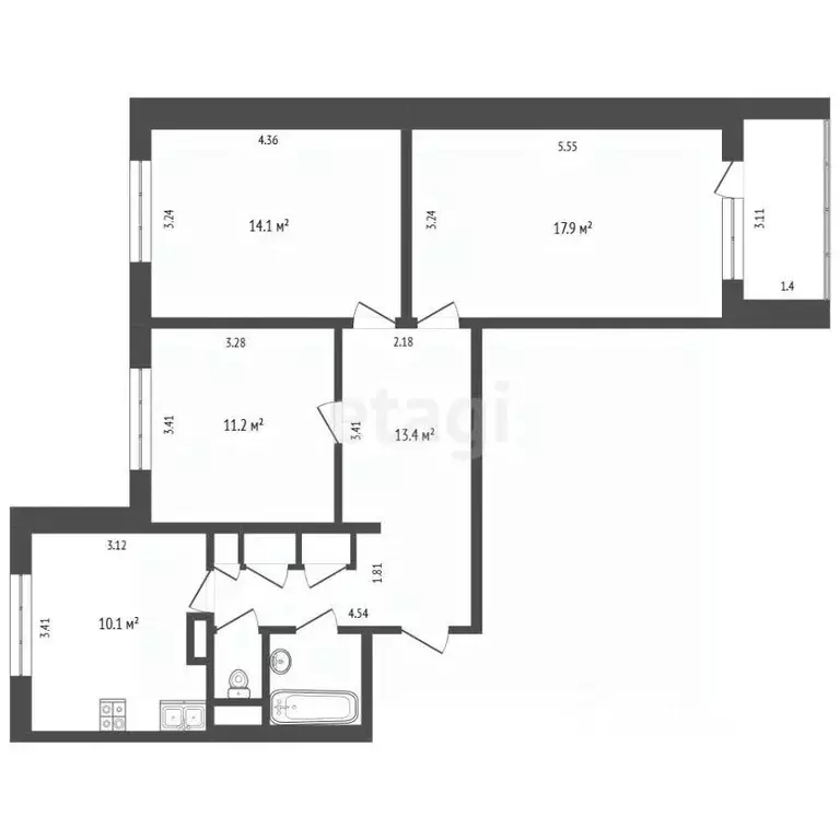 3-к кв. Москва Северодвинская ул., 11к1 (72.0 м) - Фото 2