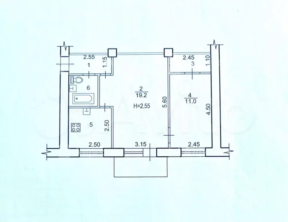 2-к. квартира, 45 м, 5/5 эт. - Фото 0