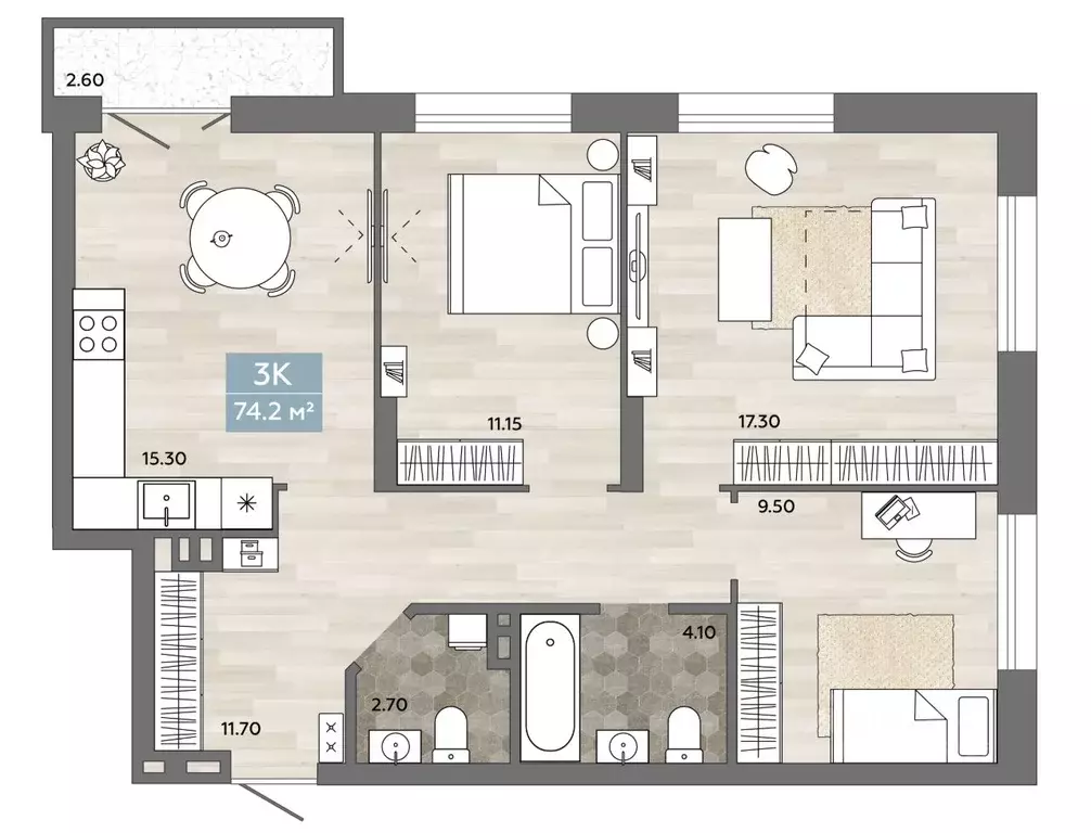 3-к кв. Новосибирская область, Новосибирск ул. Королева, 4 (73.75 м) - Фото 0