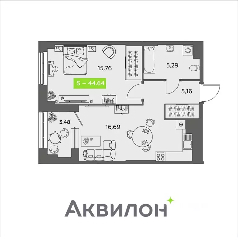 1-к кв. Архангельская область, Архангельск ул. Розы Шаниной, 4 (44.64 ... - Фото 0