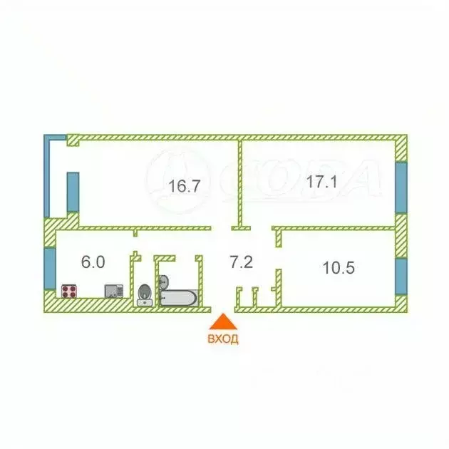3-к кв. Курганская область, Курган Песчаный пер., 7 (62.8 м) - Фото 2