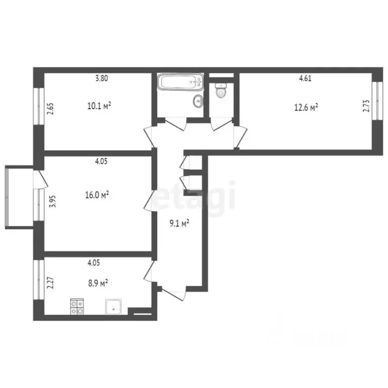 3-к кв. Камчатский край, Петропавловск-Камчатский ул. Чубарова, 5/2 ... - Фото 2
