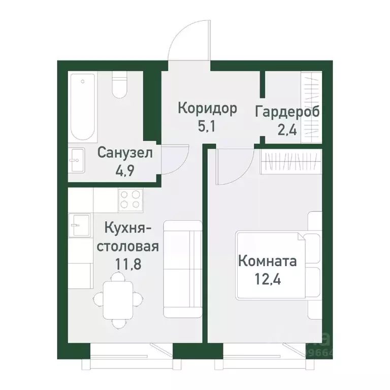 1-к кв. Челябинская область, Челябинский городской округ, пос. ... - Фото 1