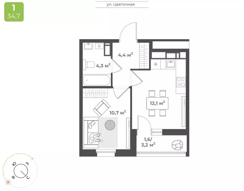 1-к кв. Тверская область, Тверь Соминка мкр,  (33.1 м) - Фото 1