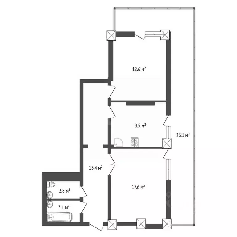 2-к кв. Крым, Ялта ул. Московская, 31Б (85.0 м) - Фото 1