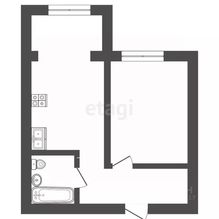 1-к кв. Крым, Бахчисарай ул. Грузинова, 61 (35.6 м) - Фото 1