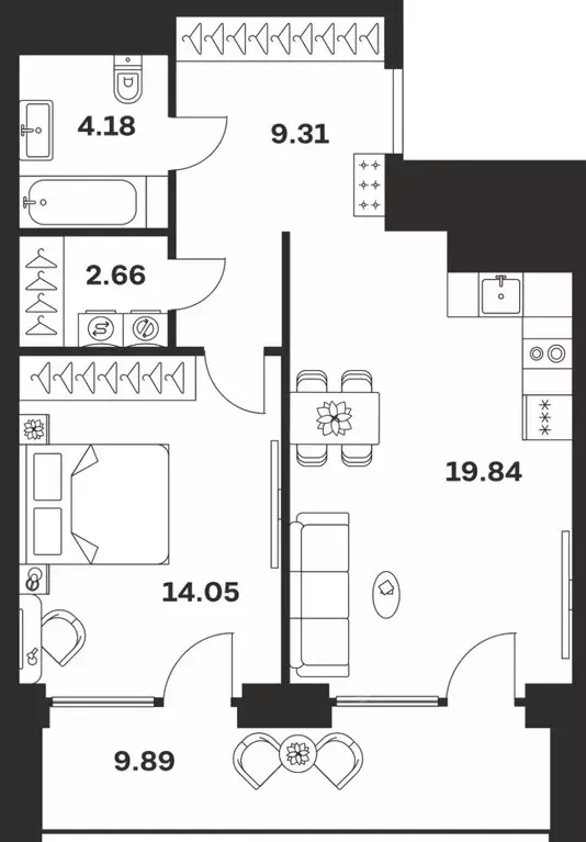 1-к кв. Тульская область, Тула ул. Болотникова, 4 (59.93 м) - Фото 1