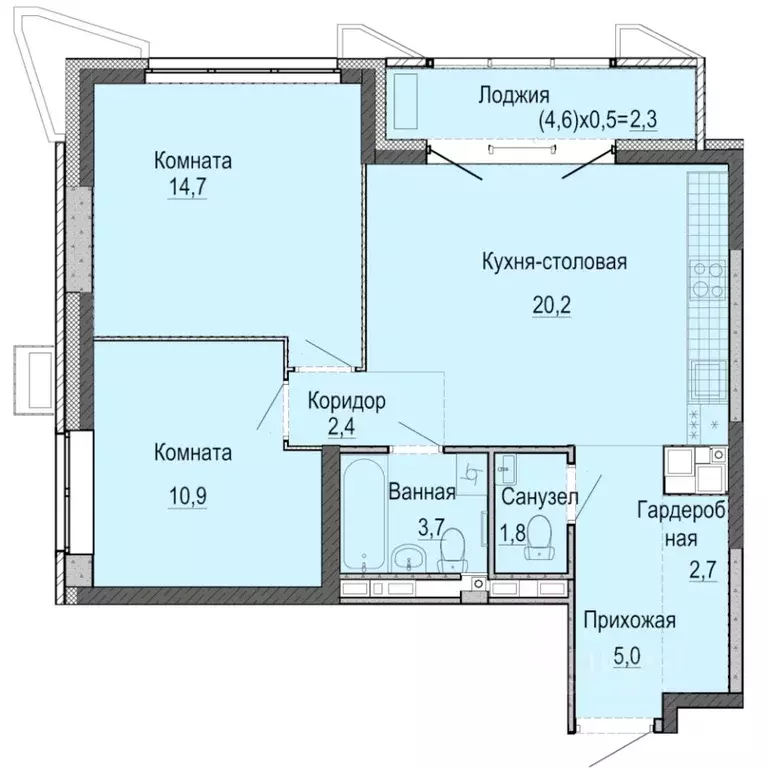 2-к кв. Удмуртия, Ижевск Ракетный жилрайон, 3-й мкр,  (63.7 м) - Фото 0