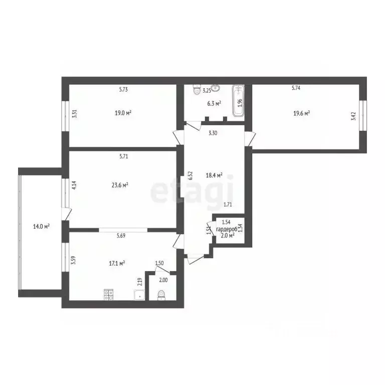 3-к кв. Тюменская область, Тюмень Депутатская ул., 80к1 (108.1 м) - Фото 2