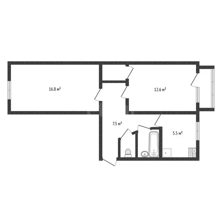 2-комнатная квартира: Черкесск, улица Горького, 4 (47 м) - Фото 1