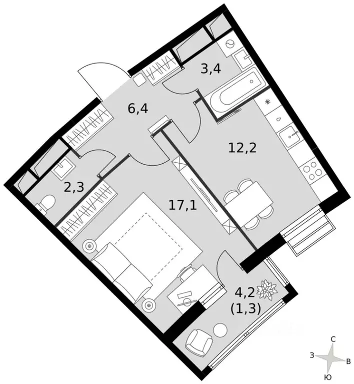 1-к кв. Московская область, Ленинский городской округ, пос. Развилка ... - Фото 2