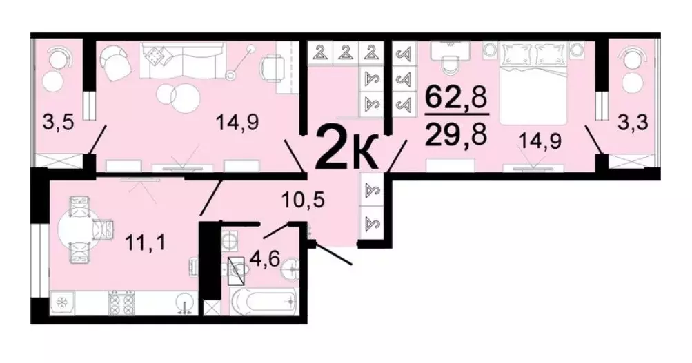 Продаётся 2-к квартира, 62.8 м - Фото 0
