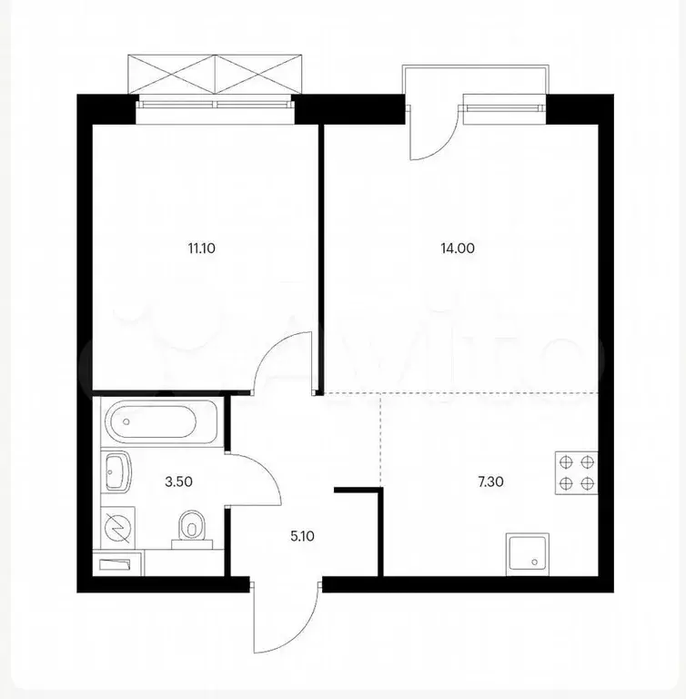 1-к. квартира, 41 м, 3/33 эт. - Фото 0