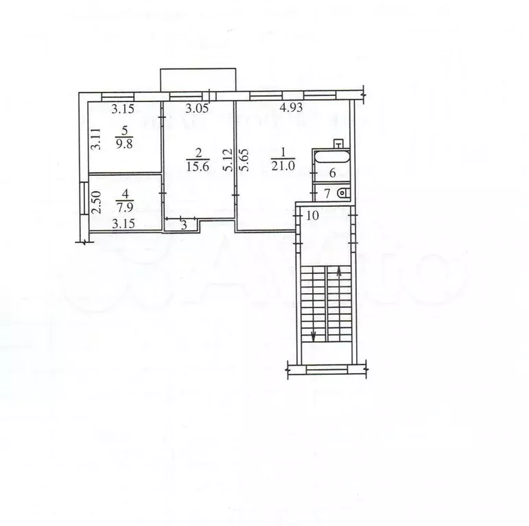 3-к. квартира, 58,7 м, 3/5 эт. - Фото 0