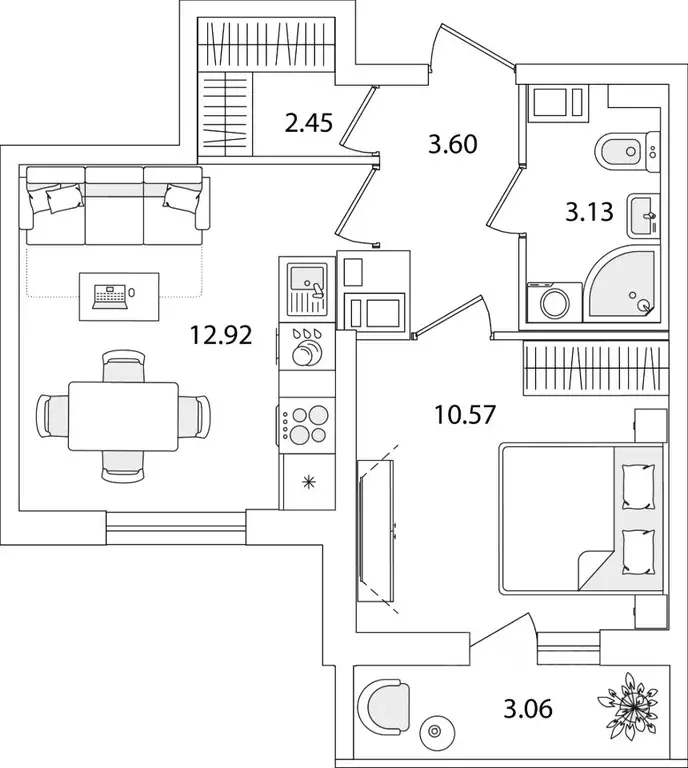 1-к кв. Санкт-Петербург ул. Тамбасова, 5Н (34.2 м) - Фото 0