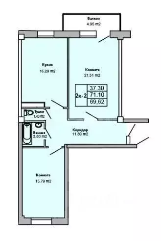 2-к кв. Бурятия, Улан-Удэ 102-й мкр, ул. Ринчино, 39к2 (71.1 м) - Фото 2