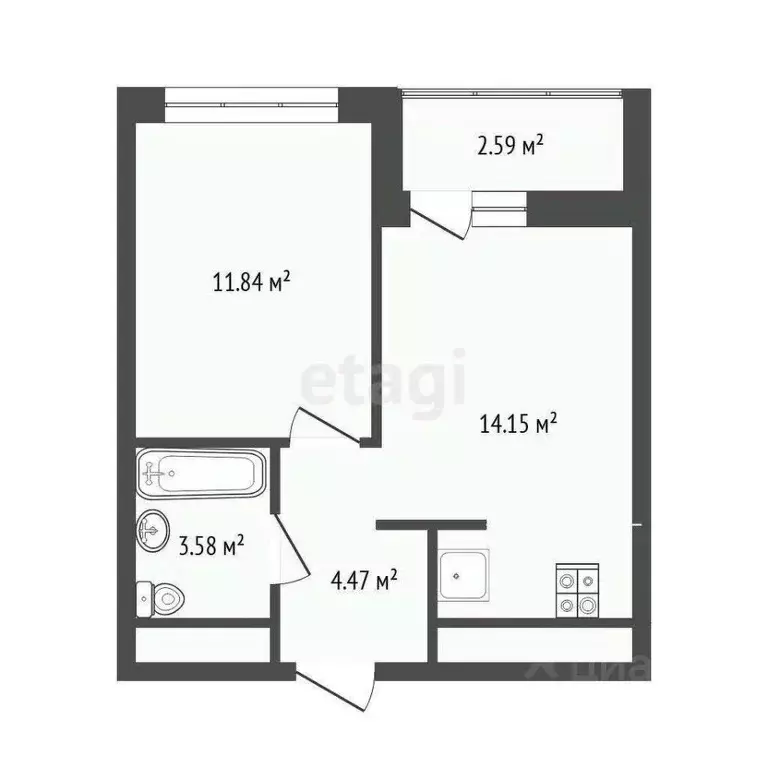 1-к кв. Тюменская область, Тюмень Мотивы жилой комплекс (36.6 м) - Фото 2