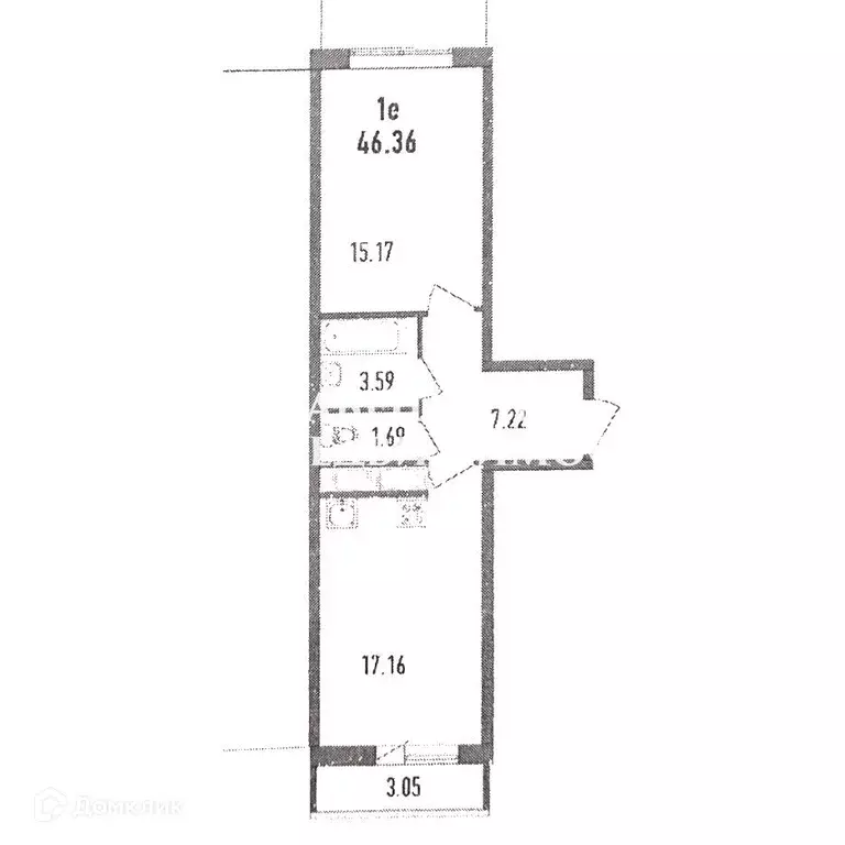 Продаётся 1-к квартира, 44.8 м - Фото 1