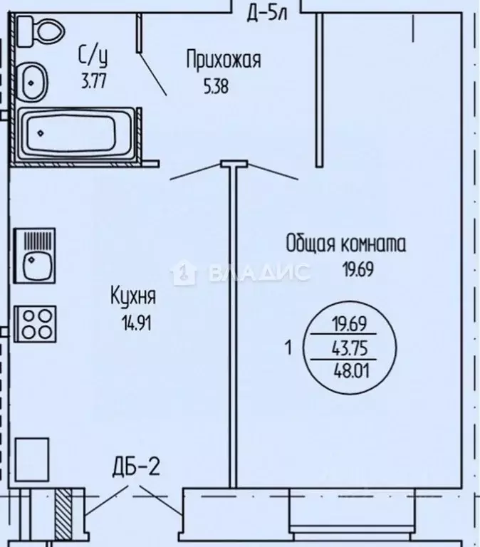 1-к кв. Марий Эл, Йошкар-Ола проезд Прибрежный, 6 (48.0 м) - Фото 2