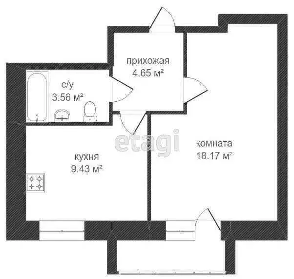 1-комнатная квартира: Ишим, улица Просвещения, 14 (36.2 м) - Фото 1