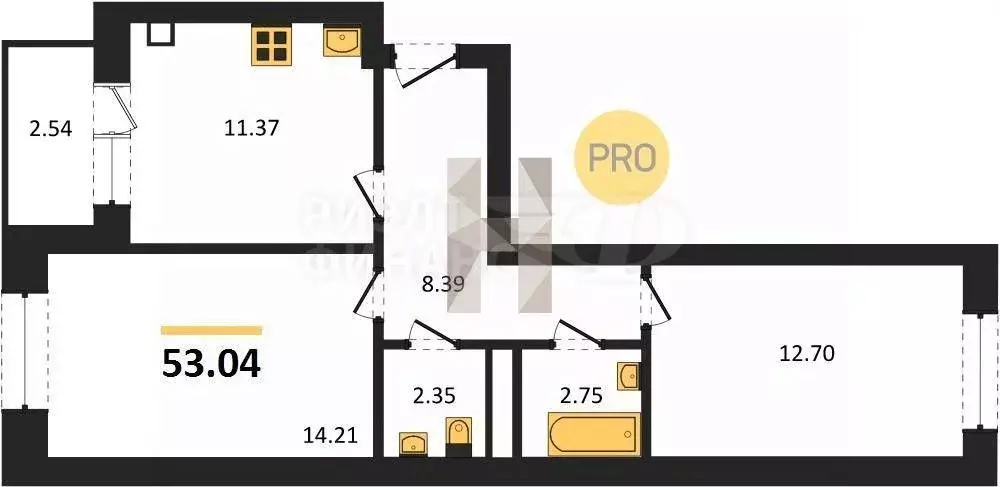 2-к кв. Калининградская область, Калининград Петровский мкр,  (54.21 ... - Фото 1