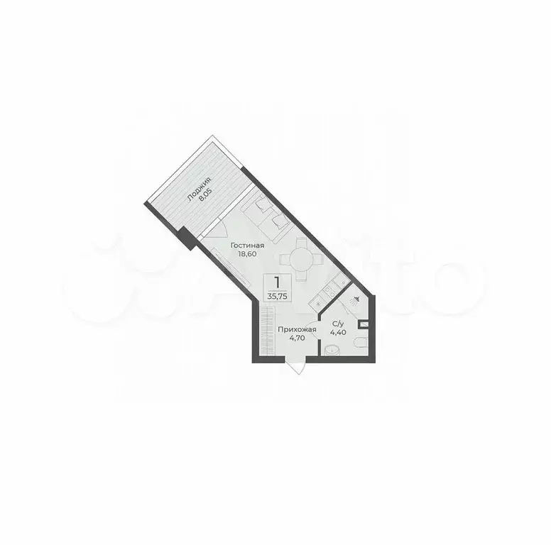 Апартаменты-студия, 35,8 м, 6/12 эт. - Фото 0