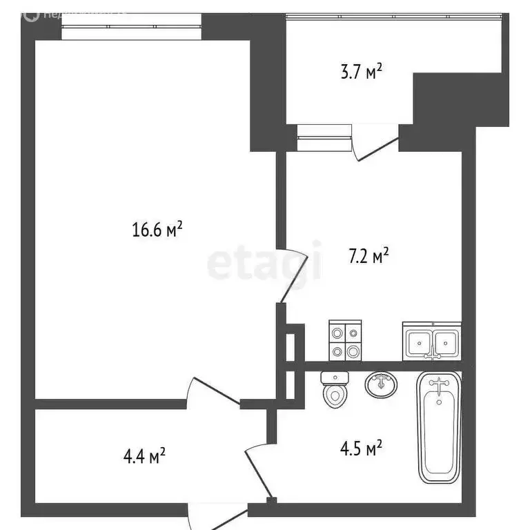 1-комнатная квартира: Абакан, улица Бограда, 160 (32.7 м) - Фото 0