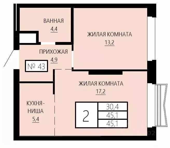 2-к кв. Свердловская область, Екатеринбург Центральный жилрайон, Форма ... - Фото 0