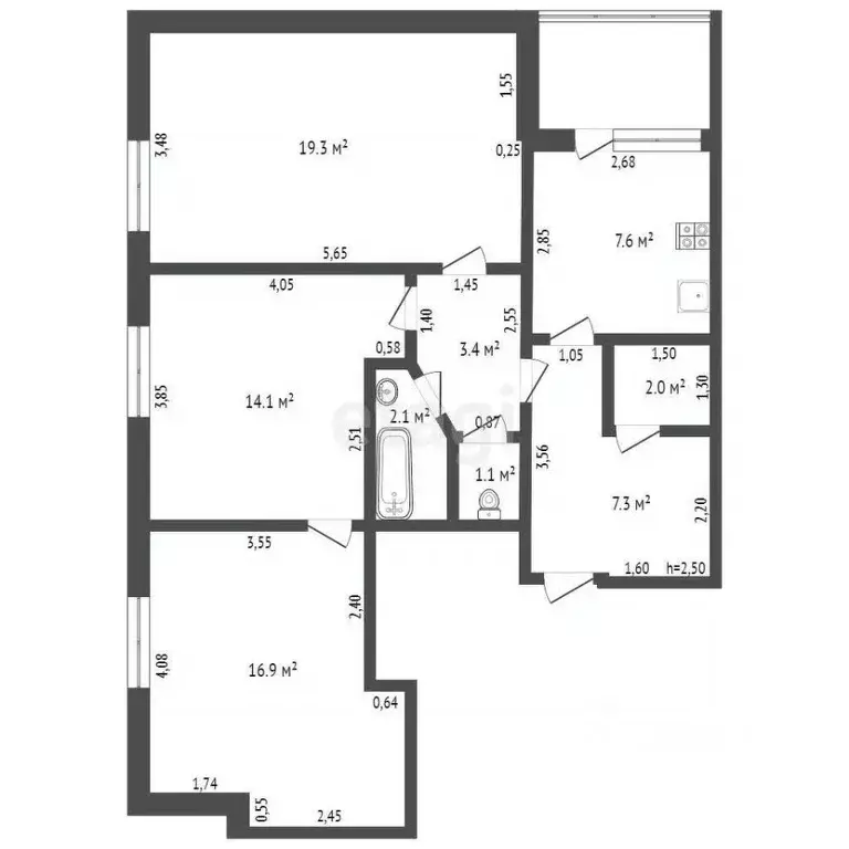 3-к кв. Кемеровская область, Белово Спортивный пер., 1 (73.8 м) - Фото 1
