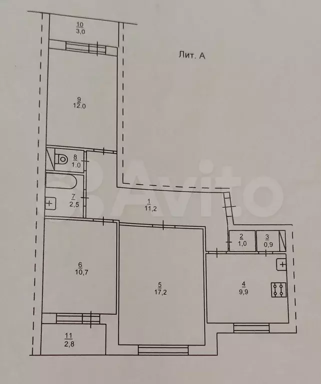 3-к. квартира, 66,4 м, 3/5 эт. - Фото 0