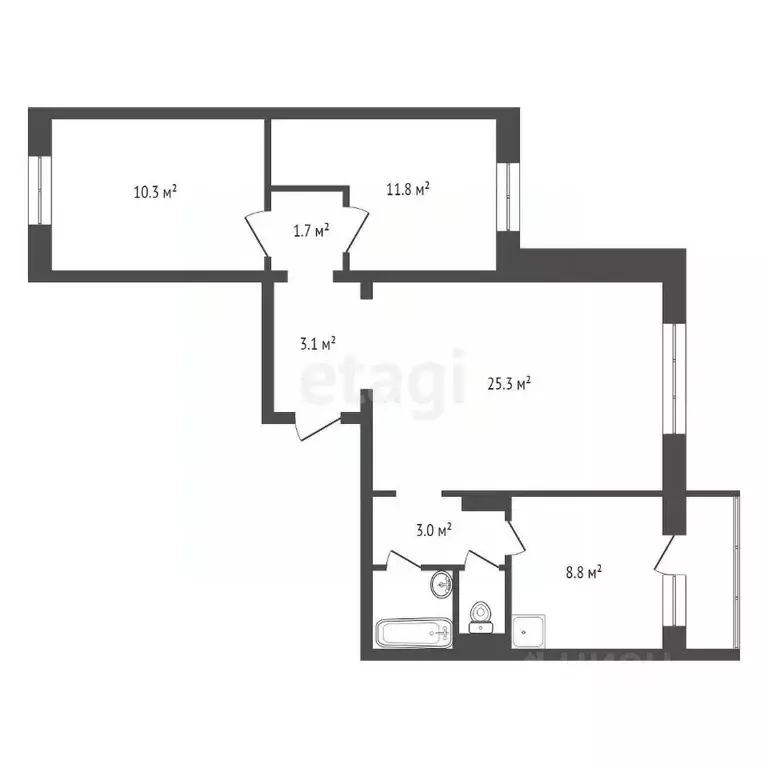 3-к кв. Красноярский край, Красноярск ул. Светлова, 40 (69.5 м) - Фото 1