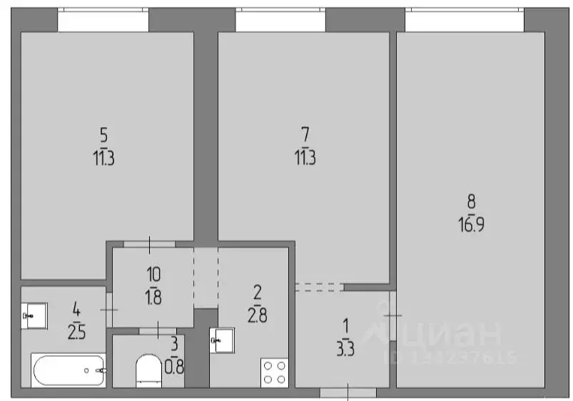 2-к кв. Башкортостан, Уфа Вологодская ул., 79А (50.7 м) - Фото 2
