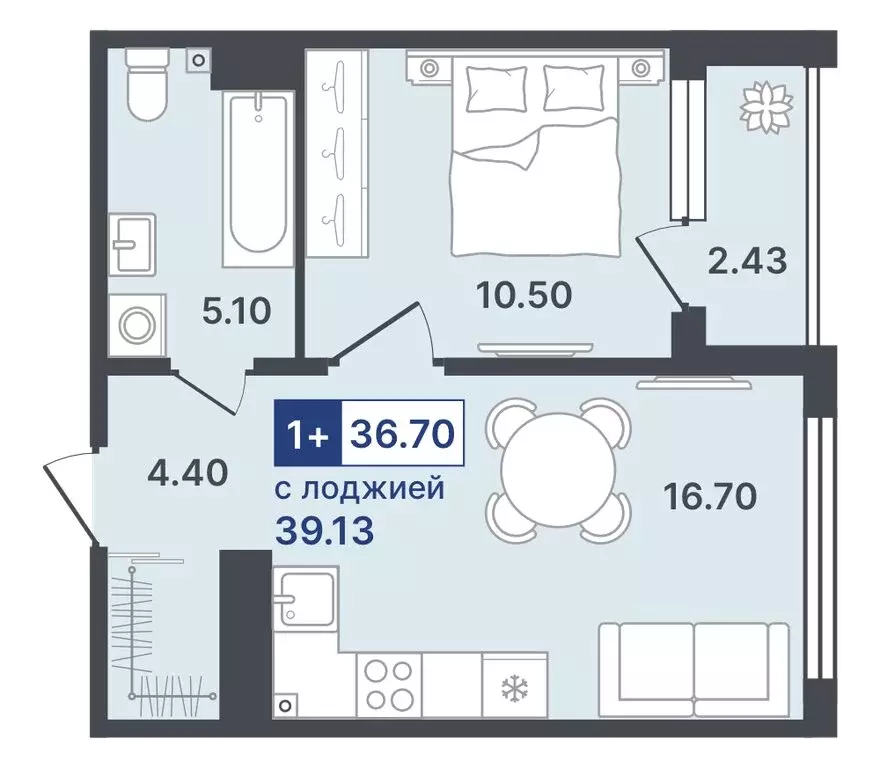 1-комнатная квартира: Тобольск, 10-й микрорайон, 43 (36.7 м) - Фото 0