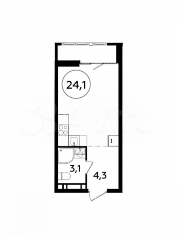 Квартира-студия, 24 м, 12/23 эт. - Фото 0