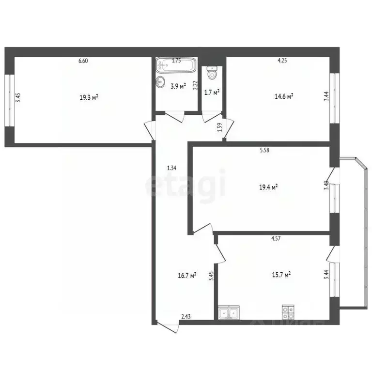 3-к кв. Тюменская область, Тюмень Широтная ул., 136к3 (91.1 м) - Фото 2