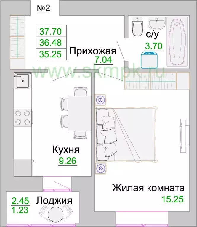 1-к кв. Калининградская область, Зеленоградск  (36.5 м) - Фото 0