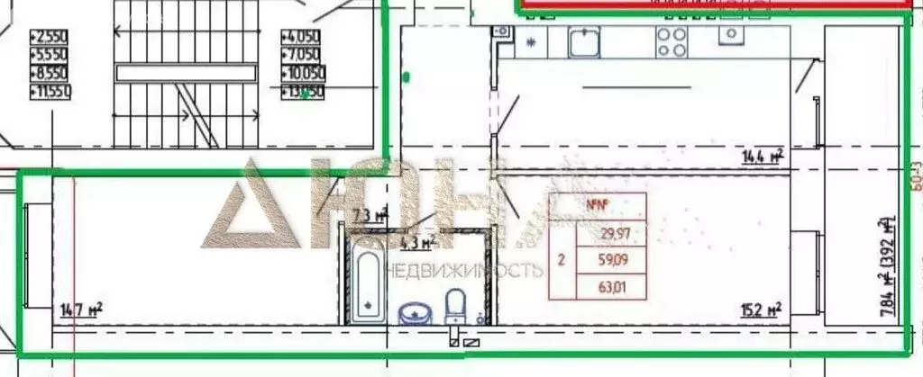 2-комнатная квартира: Кострома, улица Стопани, 46 (63.01 м) - Фото 0