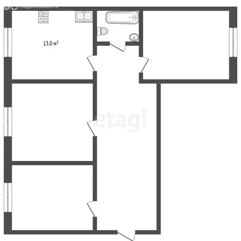 3-комнатная квартира: Нальчик, улица Тарчокова, 56 (74.2 м) - Фото 0