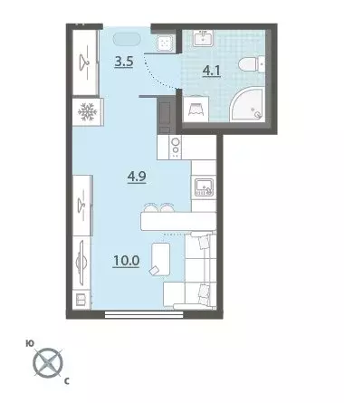 Квартира-студия: Екатеринбург, микрорайон Широкая Речка, жилой ... - Фото 1