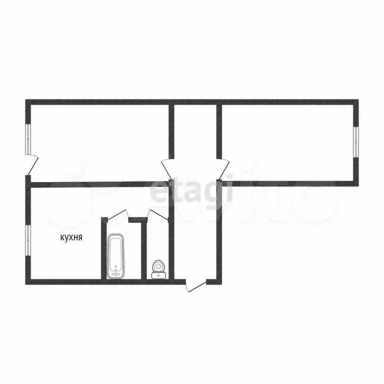 2-к. квартира, 41,9 м, 2/2 эт. - Фото 0