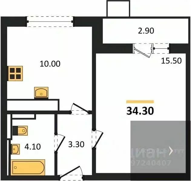 1-к кв. Воронежская область, Воронеж ул. Загоровского, 5/4 (34.3 м) - Фото 0