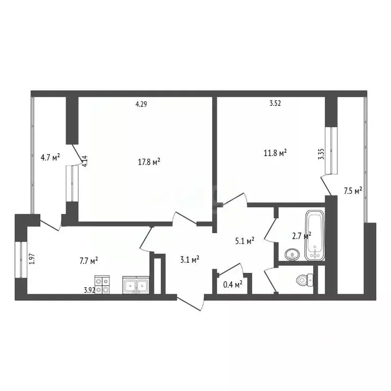 2-к кв. Севастополь ул. Генерала Мельника, 9 (61.3 м) - Фото 1