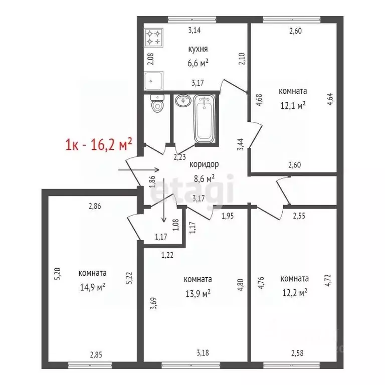 Комната Свердловская область, Екатеринбург ул. Посадская, 59 (16.2 м) - Фото 2