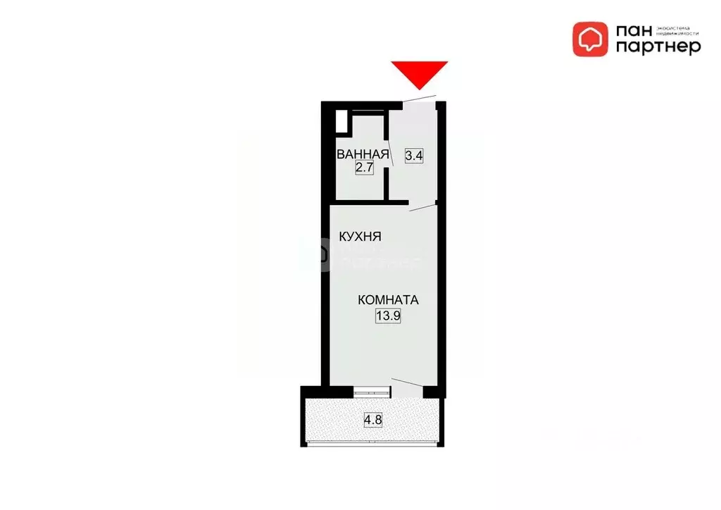 Студия Санкт-Петербург наб. Реки Каменки, 15к1 (20.0 м) - Фото 2