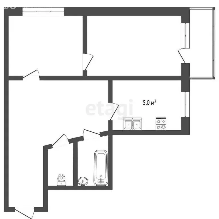 2-комнатная квартира: Алапаевск, улица 19-го Партсъезда, 12 (41.4 м) - Фото 0