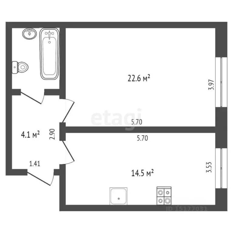 1-к кв. Ямало-Ненецкий АО, Новый Уренгой ул. Газовиков, 2Г/1 (45.0 м) - Фото 1