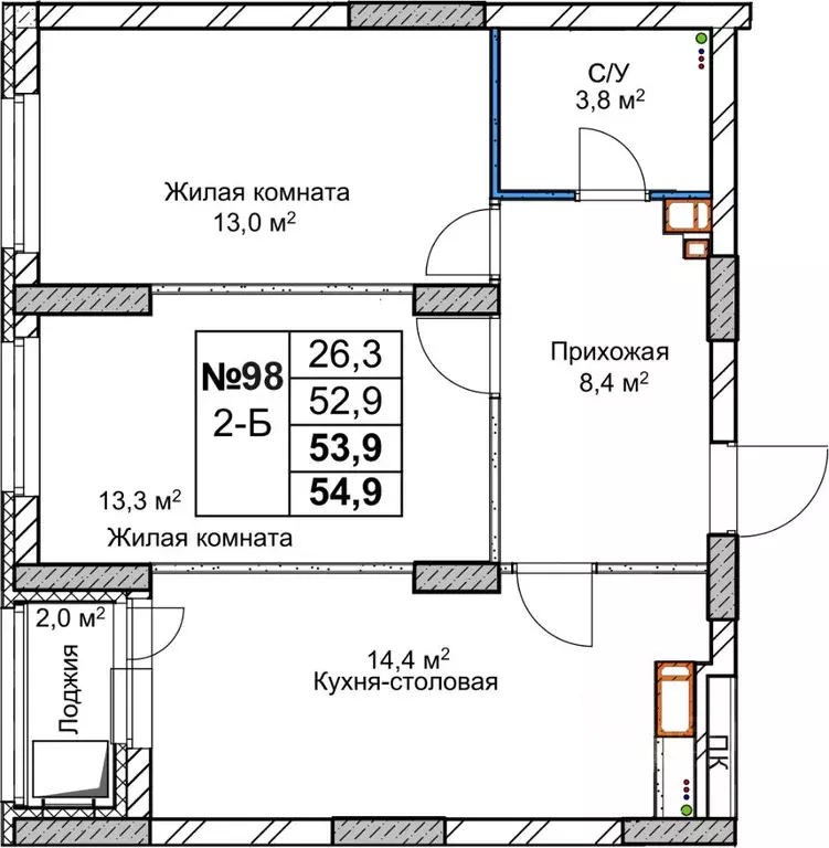 2-к кв. Нижегородская область, Дзержинск Комсомольский мкр, 17 (53.9 ... - Фото 0